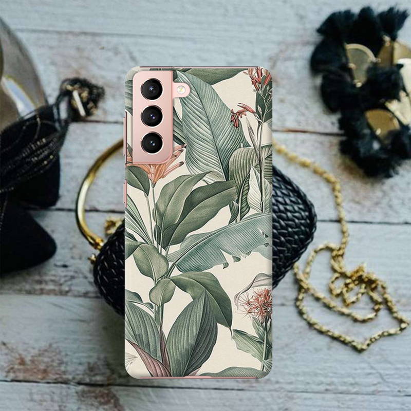 Green Leafs Printed Slim Cases and Cover for Galaxy S21