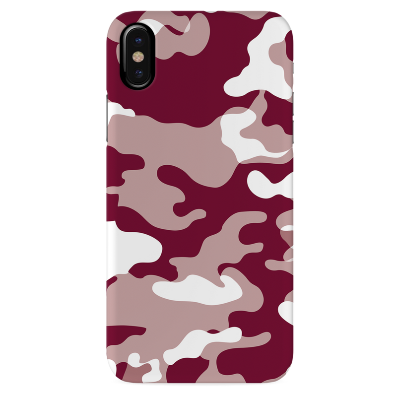 Maroon and White Camouflage Printed Slim Cases and Cover for iPhone XS