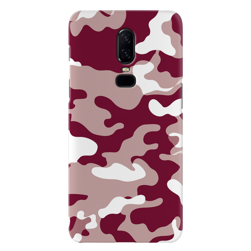 Maroon and White Camouflage Printed Slim Cases and Cover for OnePlus 6