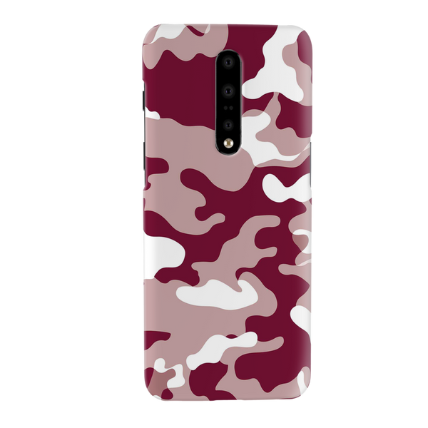 Maroon and White Camouflage Printed Slim Cases and Cover for OnePlus 7 Pro