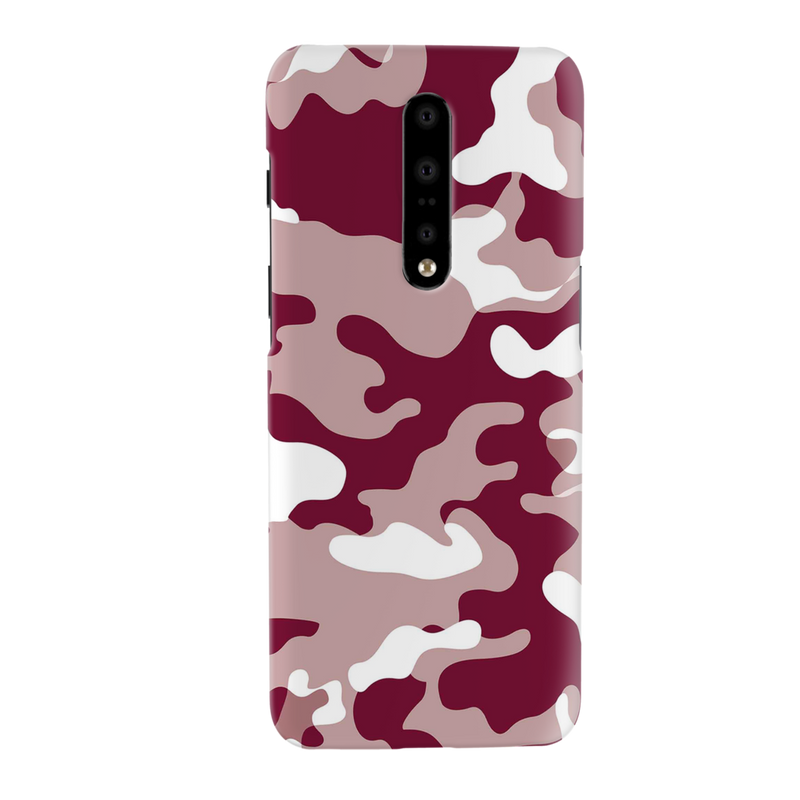 Maroon and White Camouflage Printed Slim Cases and Cover for OnePlus 7 Pro