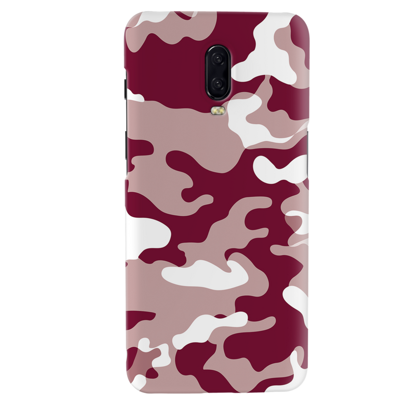 Maroon and White Camouflage Printed Slim Cases and Cover for OnePlus 6T