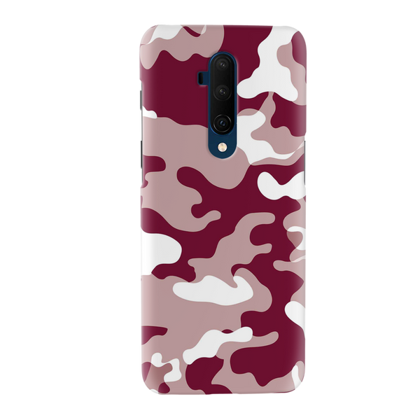 Maroon and White Camouflage Printed Slim Cases and Cover for OnePlus 7T Pro