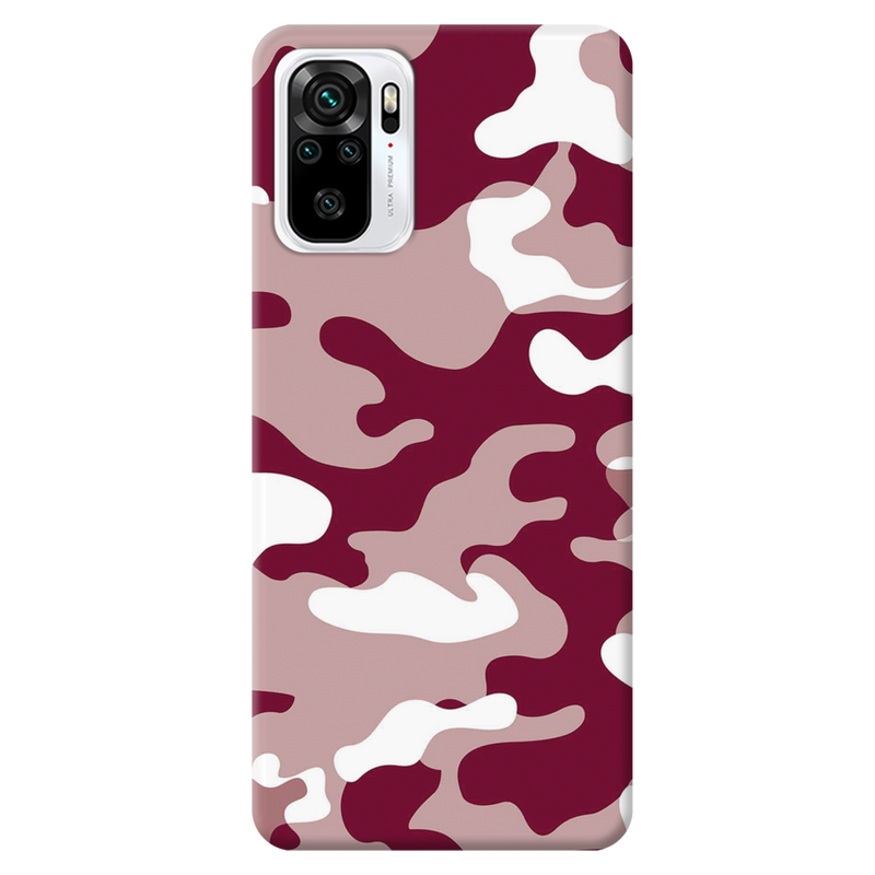Maroon and White Camouflage Printed Slim Cases and Cover for Redmi Note 10