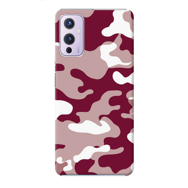 Maroon and White Camouflage Printed Slim Cases and Cover for OnePlus 9