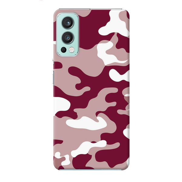 Maroon and White Camouflage Printed Slim Cases and Cover for OnePlus Nord 2
