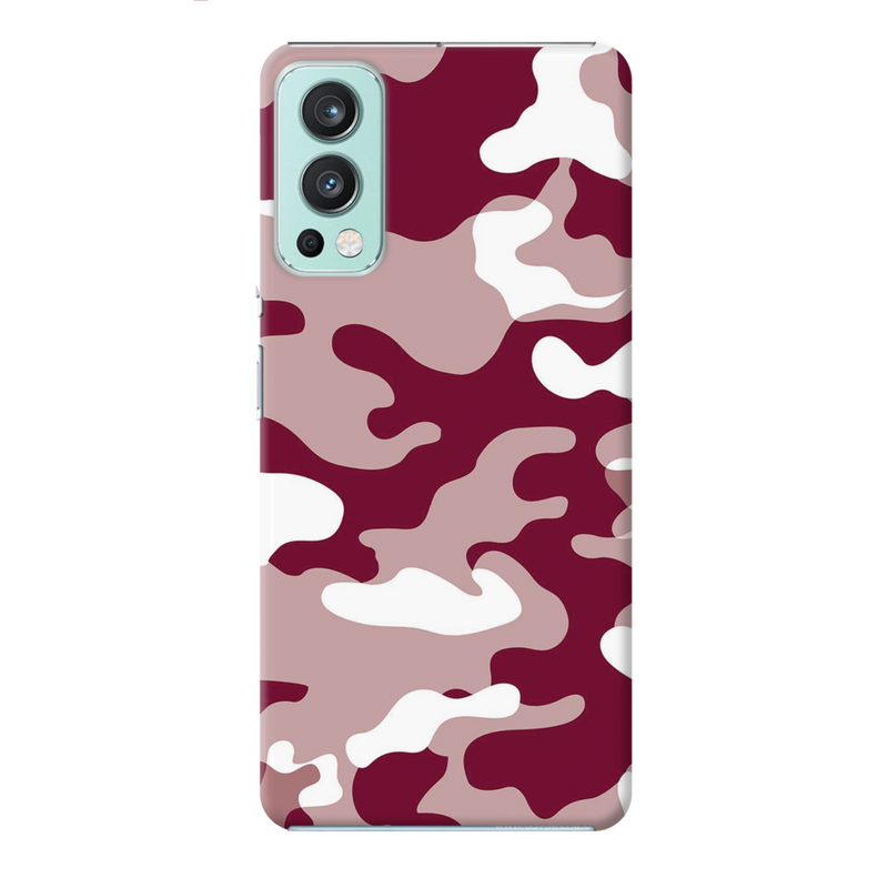 Maroon and White Camouflage Printed Slim Cases and Cover for OnePlus Nord 2
