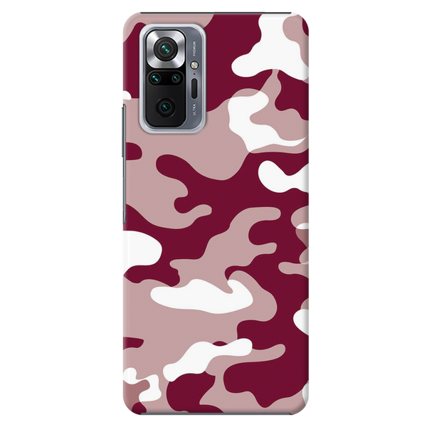Maroon and White Camouflage Printed Slim Cases and Cover for Redmi Note 10 Pro