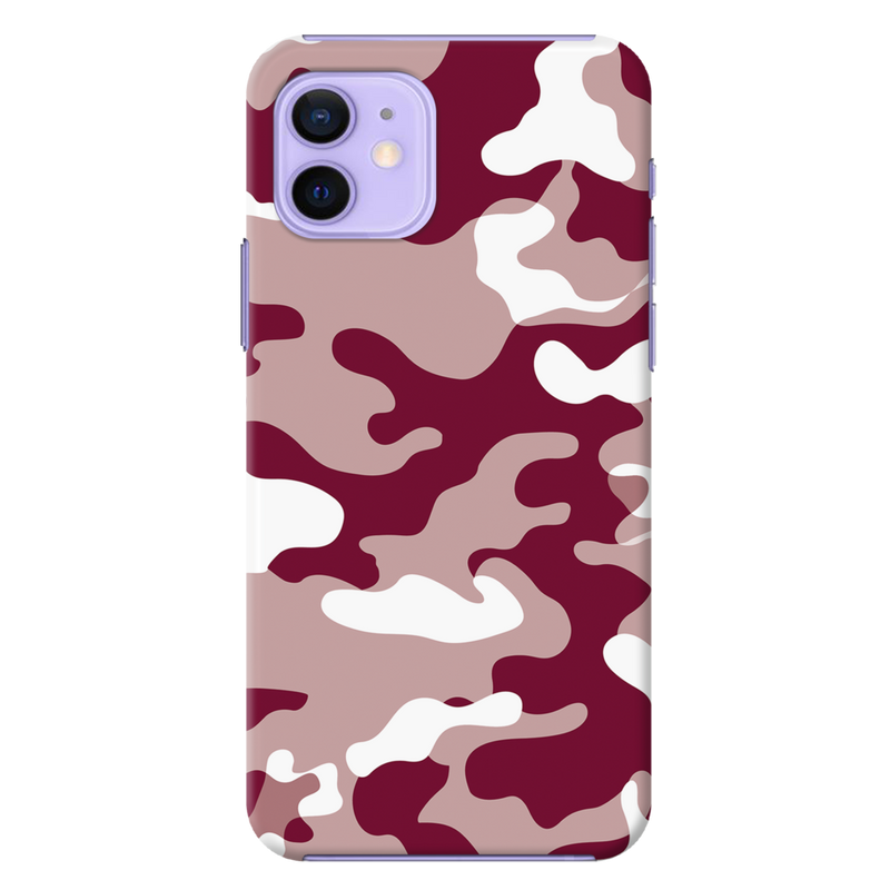 Maroon and White Camouflage Printed Slim Cases and Cover for iPhone 12 Mini