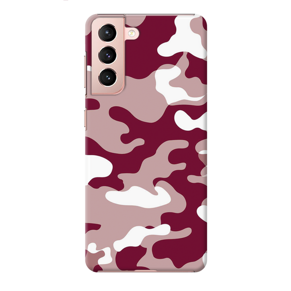 Maroon and White Camouflage Printed Slim Cases and Cover for Galaxy S21 Plus