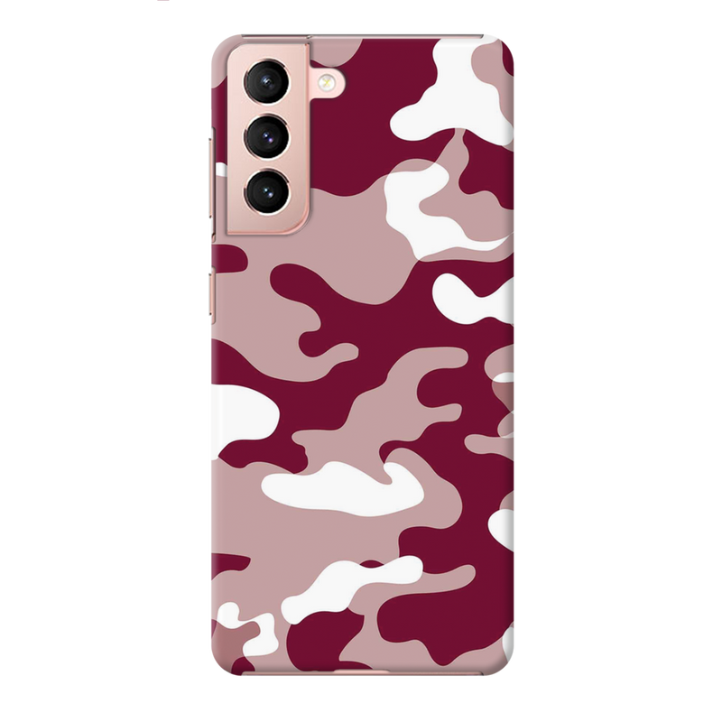 Maroon and White Camouflage Printed Slim Cases and Cover for Galaxy S21 Plus