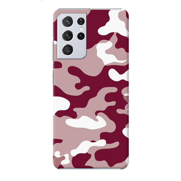 Maroon and White Camouflage Printed Slim Cases and Cover for Galaxy S21 Ultra