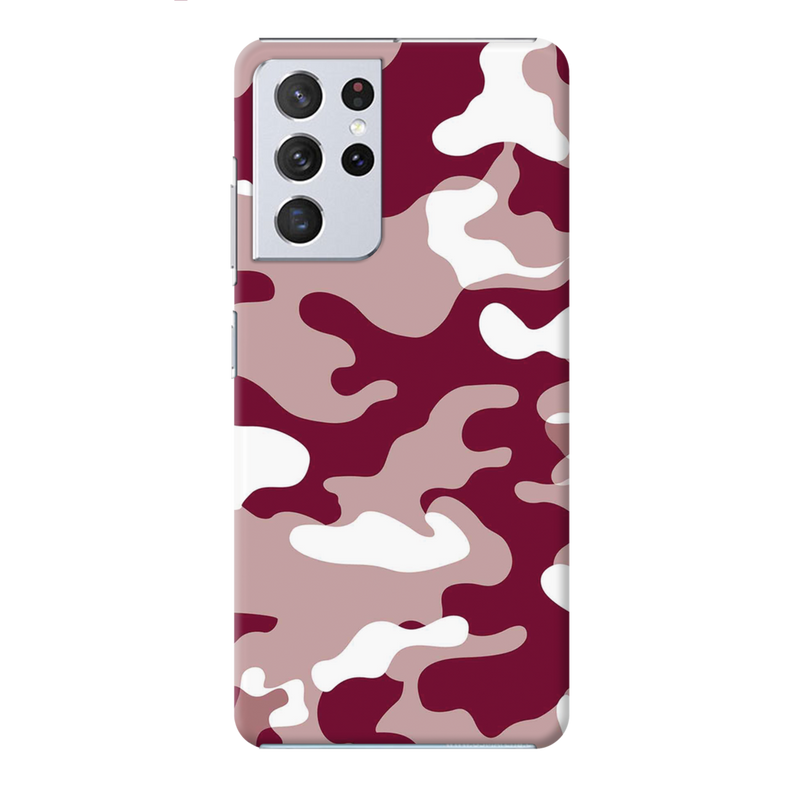 Maroon and White Camouflage Printed Slim Cases and Cover for Galaxy S21 Ultra