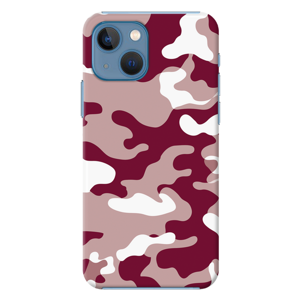 Maroon and White Camouflage Printed Slim Cases and Cover for iPhone 13