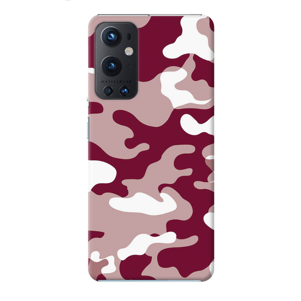 Maroon and White Camouflage Printed Slim Cases and Cover for OnePlus 9 Pro
