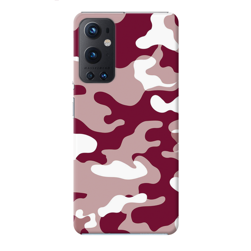 Maroon and White Camouflage Printed Slim Cases and Cover for OnePlus 9 Pro