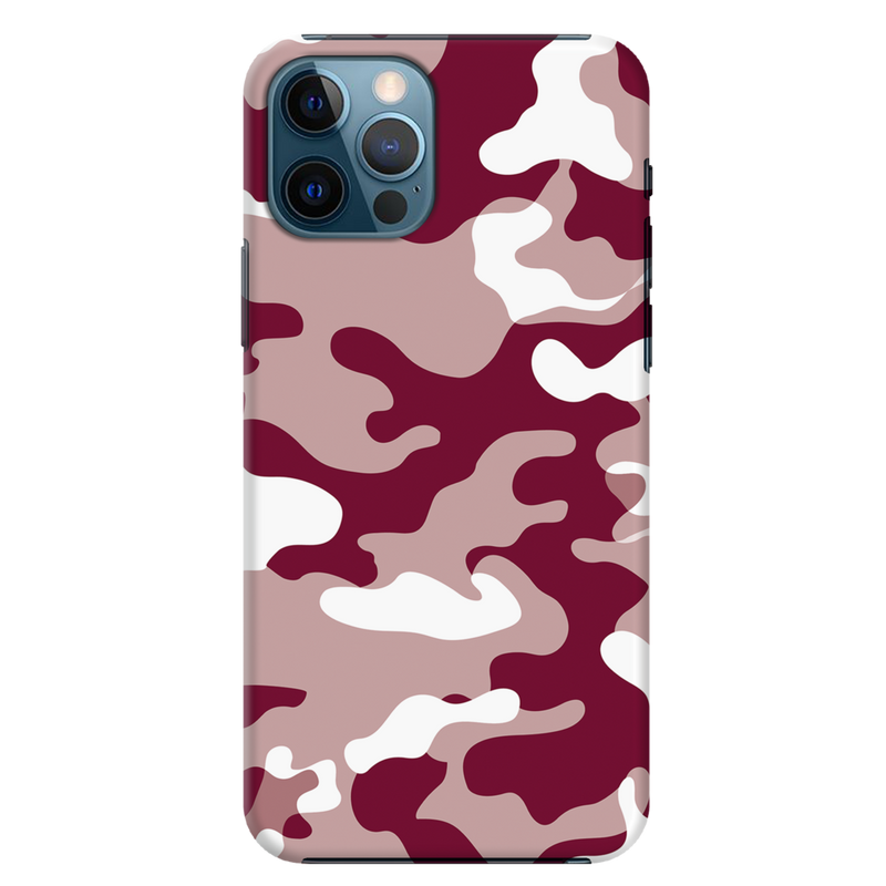 Maroon and White Camouflage Printed Slim Cases and Cover for iPhone 12 Pro Max