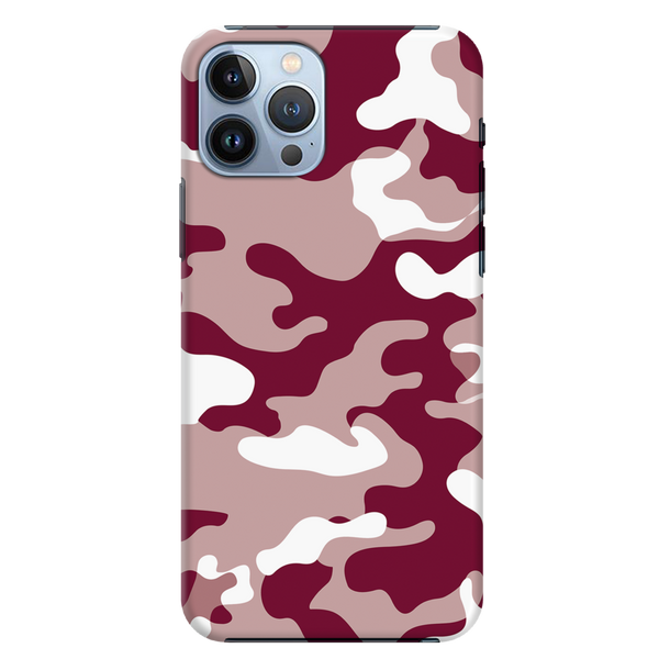 Maroon and White Camouflage Printed Slim Cases and Cover for iPhone 13 Pro