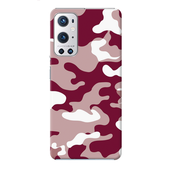 Maroon and White Camouflage Printed Slim Cases and Cover for OnePlus 9R