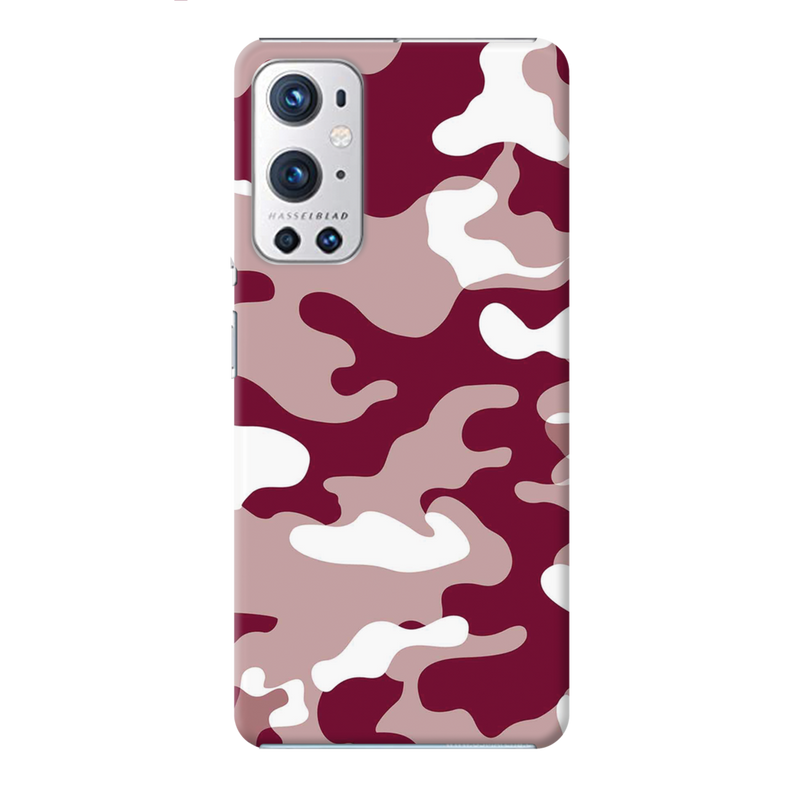 Maroon and White Camouflage Printed Slim Cases and Cover for OnePlus 9R
