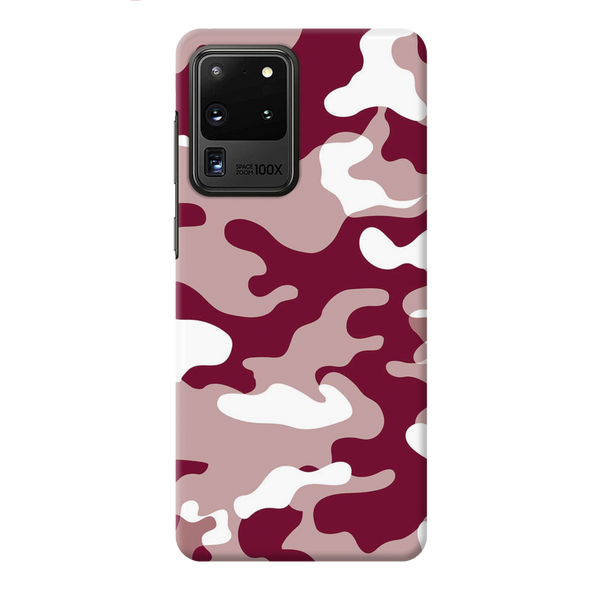 Maroon and White Camouflage Printed Slim Cases and Cover for Galaxy S20 Ultra