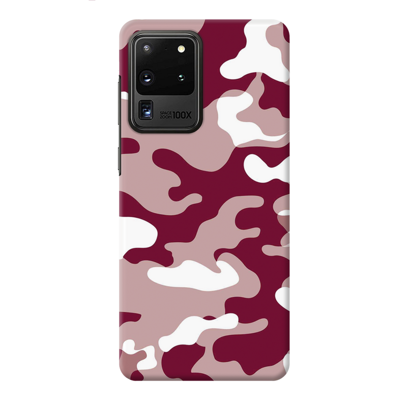 Maroon and White Camouflage Printed Slim Cases and Cover for Galaxy S20 Ultra