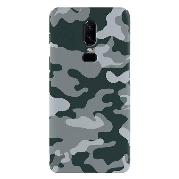Olive Green and White Camouflage Printed Slim Cases and Cover for OnePlus 6