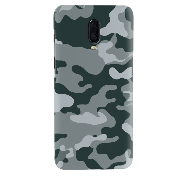 Olive Green and White Camouflage Printed Slim Cases and Cover for OnePlus 6T