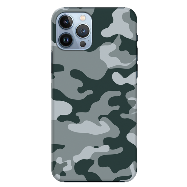 Olive Green and White Camouflage Printed Slim Cases and Cover for iPhone 13 Pro