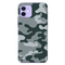 Olive Green and White Camouflage Printed Slim Cases and Cover for iPhone 12 Mini