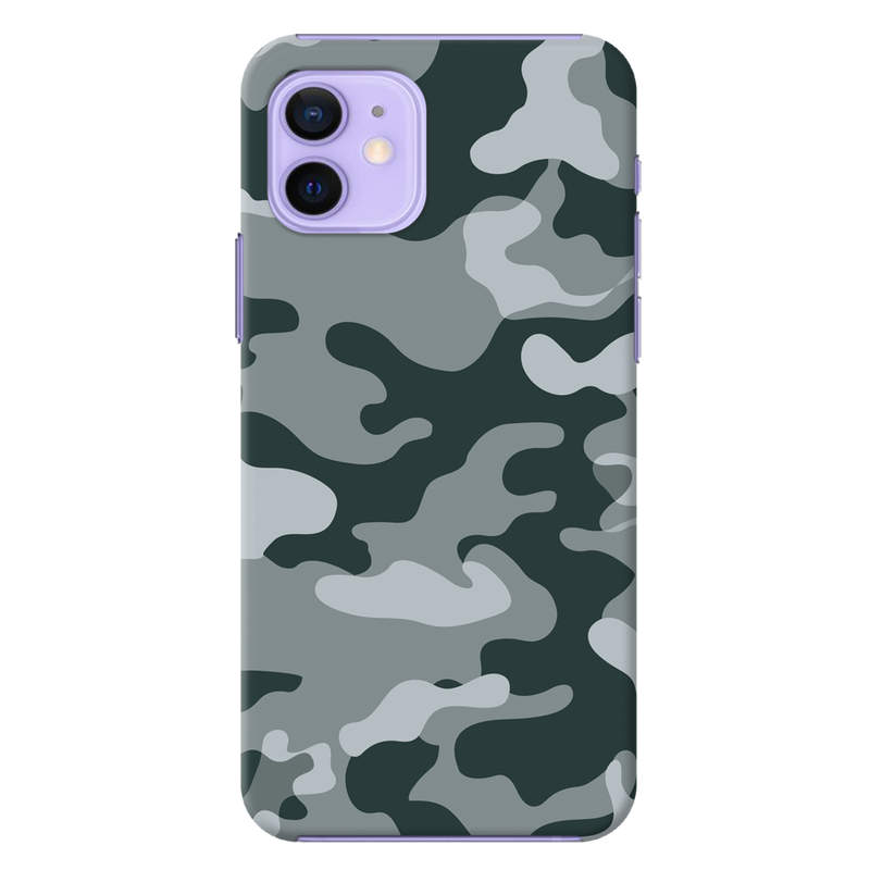 Olive Green and White Camouflage Printed Slim Cases and Cover for iPhone 12 Mini