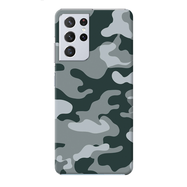 Olive Green and White Camouflage Printed Slim Cases and Cover for Galaxy S21 Ultra