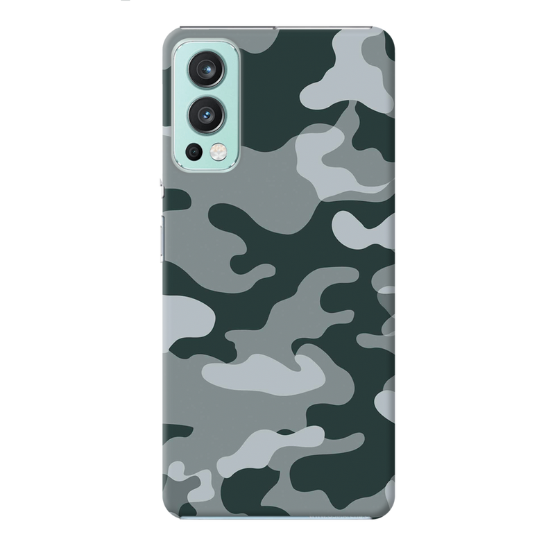 Olive Green and White Camouflage Printed Slim Cases and Cover for OnePlus Nord 2