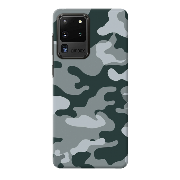 Olive Green and White Camouflage Printed Slim Cases and Cover for Galaxy S20 Ultra