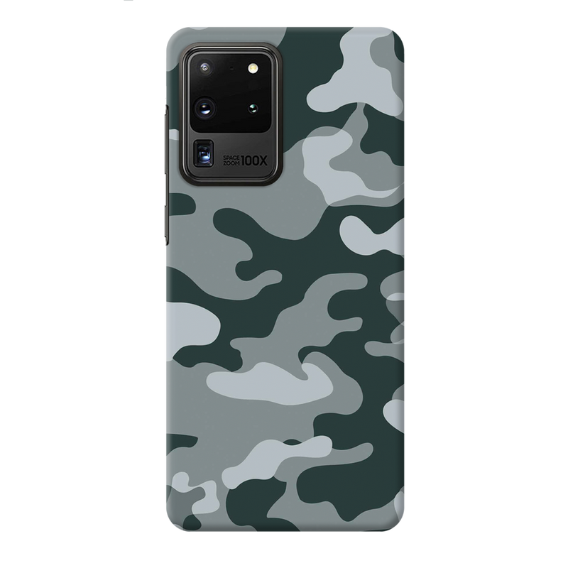 Olive Green and White Camouflage Printed Slim Cases and Cover for Galaxy S20 Ultra