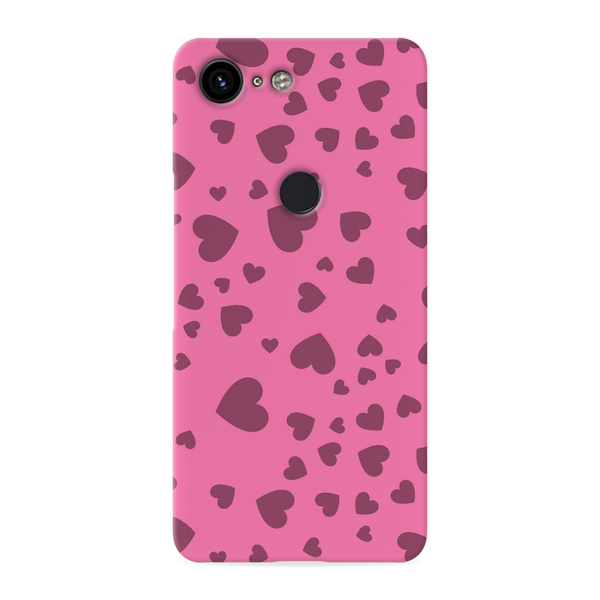 Pink Hearts Printed Slim Cases and Cover for Pixel 3 XL