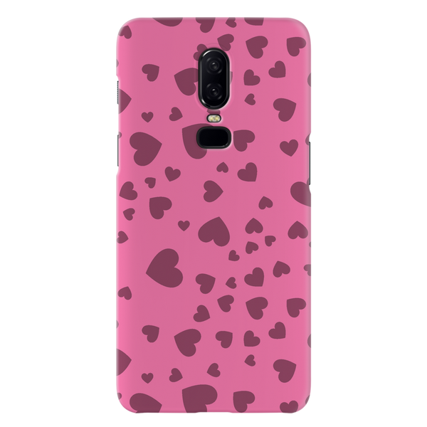 Pink Hearts Printed Slim Cases and Cover for OnePlus 6