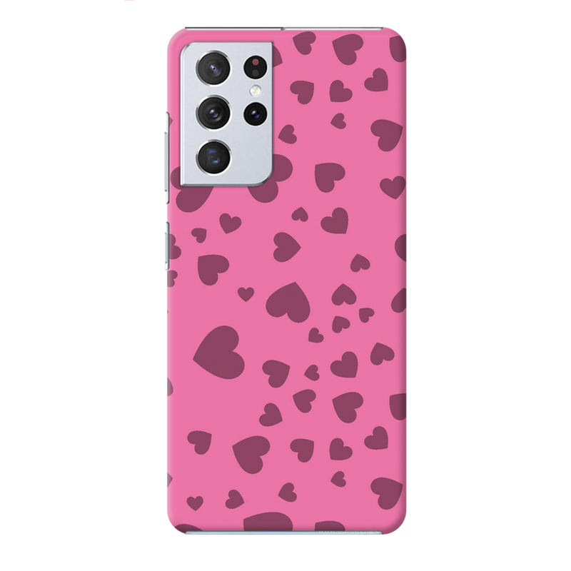 Pink Hearts Printed Slim Cases and Cover for Galaxy S21 Ultra