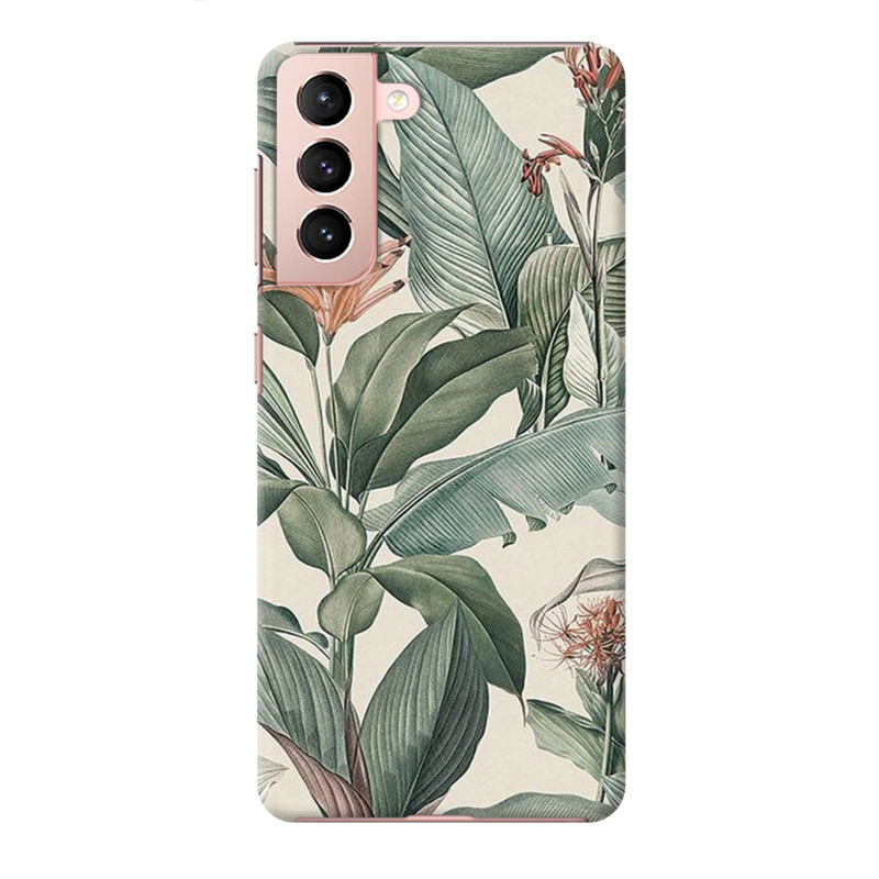 Green Leafs Printed Slim Cases and Cover for Galaxy S21