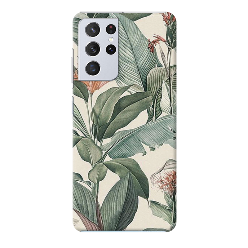 Green Leafs Printed Slim Cases and Cover for Galaxy S21 Ultra