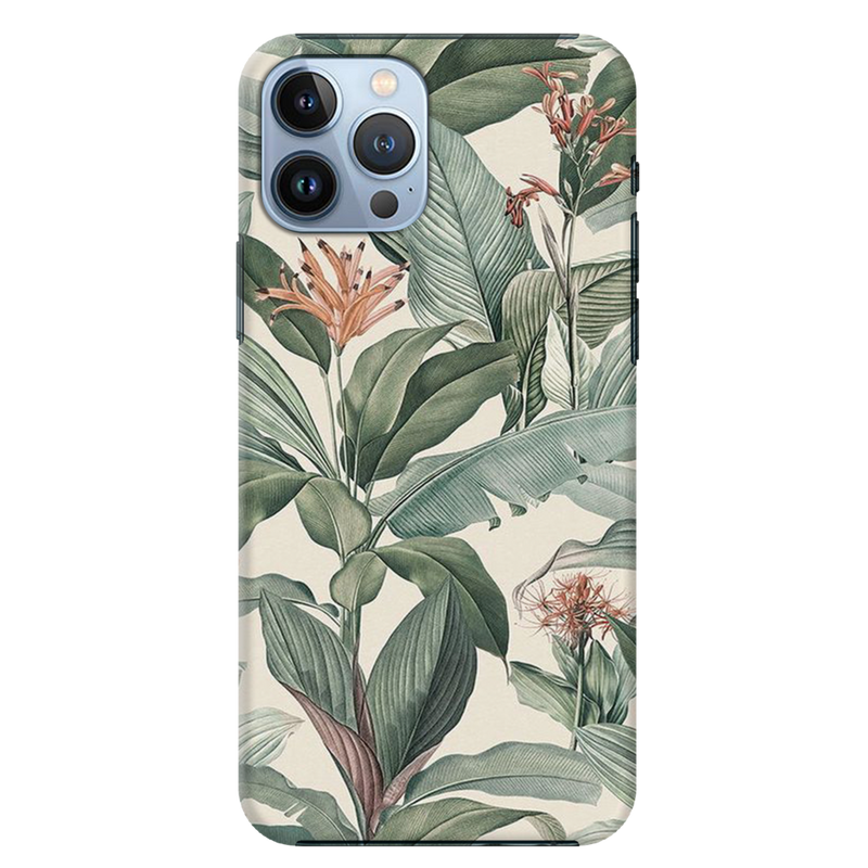 Green Leafs Printed Slim Cases and Cover for iPhone 13 Pro