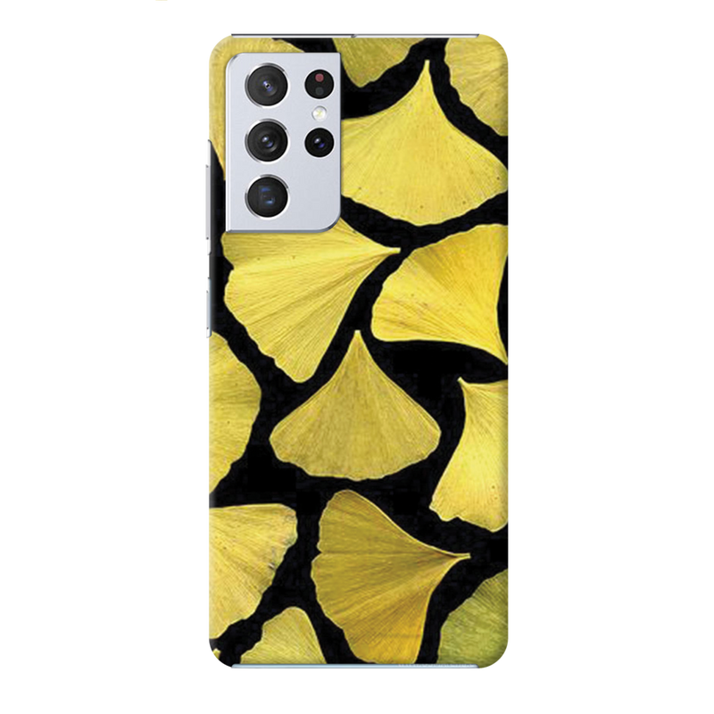 Yellow Leafs Printed Slim Cases and Cover for Galaxy S21 Ultra