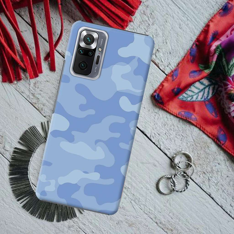Blue and White Camouflage Printed Slim Cases and Cover for Redmi Note 10 Pro
