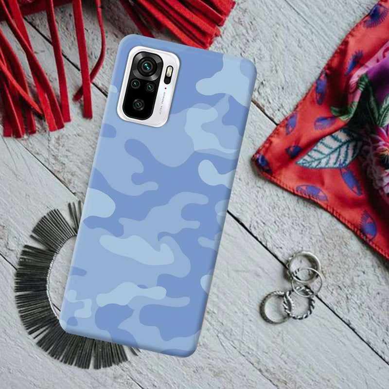 Blue and White Camouflage Printed Slim Cases and Cover for Redmi Note 10