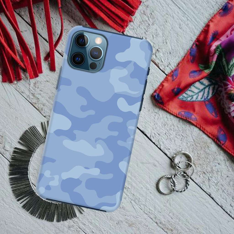 Blue and White Camouflage Printed Slim Cases and Cover for iPhone 12 Pro Max