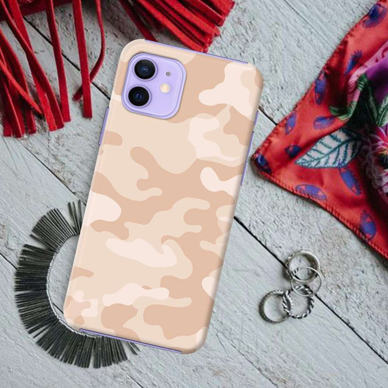 Cream and White Camouflage Printed Slim Cases and Cover for iPhone 12 Mini