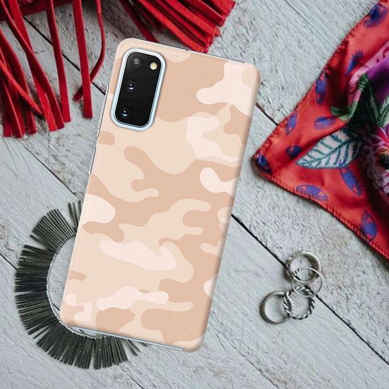 Cream and White Camouflage Printed Slim Cases and Cover for Galaxy S20 Plus