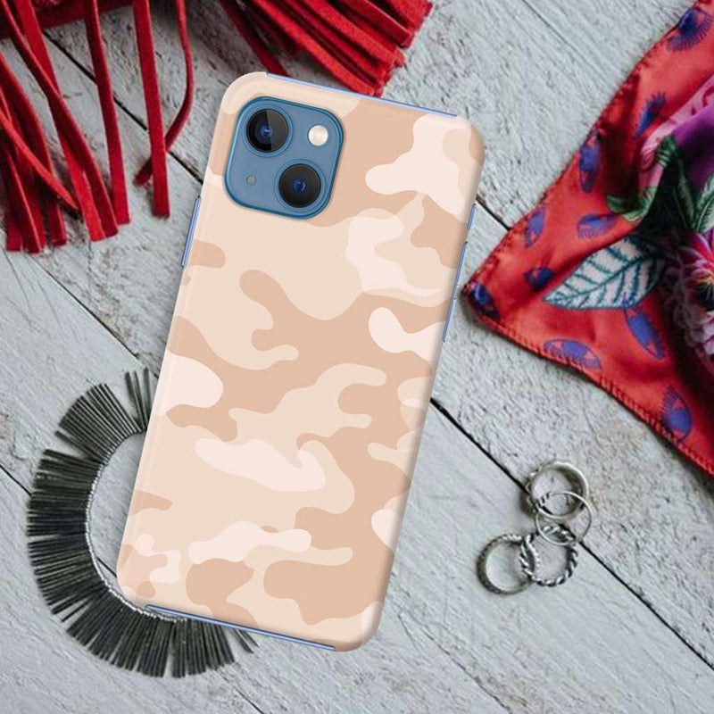 Cream and White Camouflage Printed Slim Cases and Cover for iPhone 13