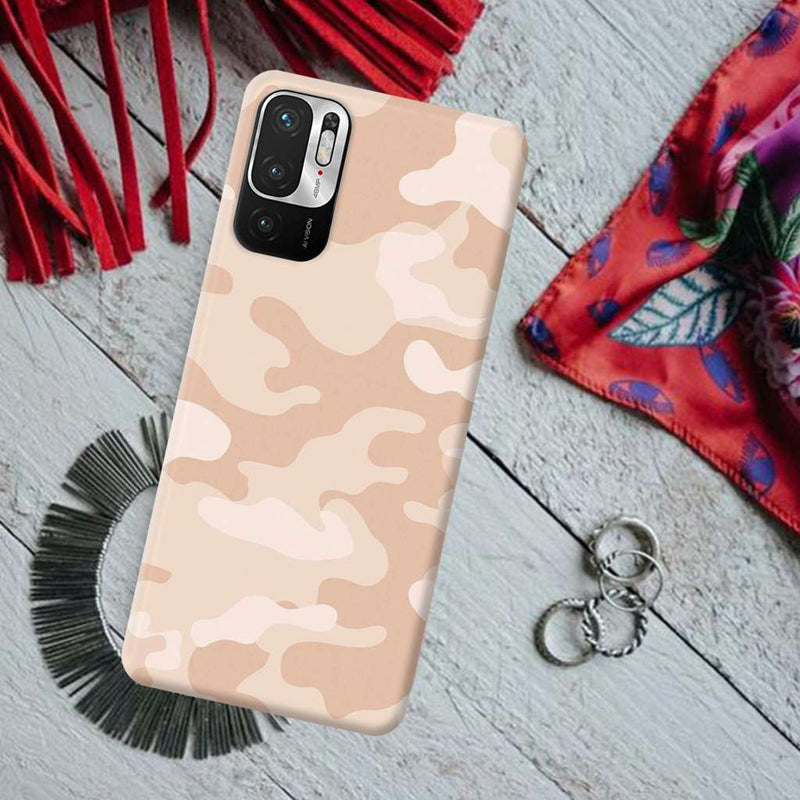 Cream and White Camouflage Printed Slim Cases and Cover for Redmi Note 10T