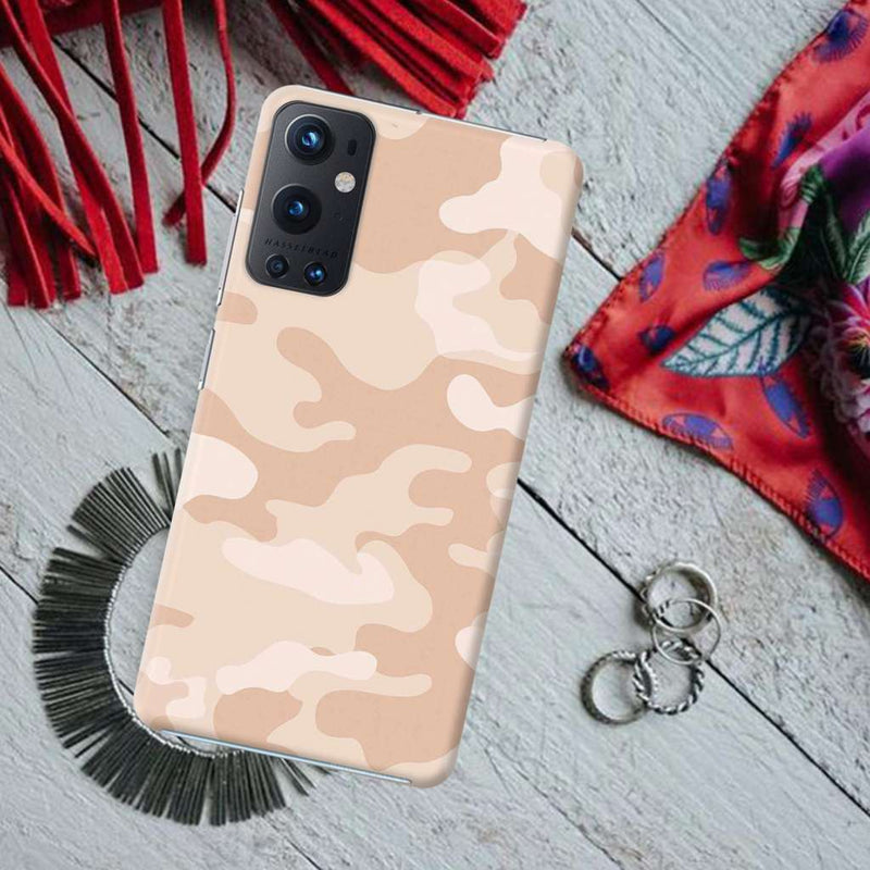 Cream and White Camouflage Printed Slim Cases and Cover for OnePlus 9 Pro